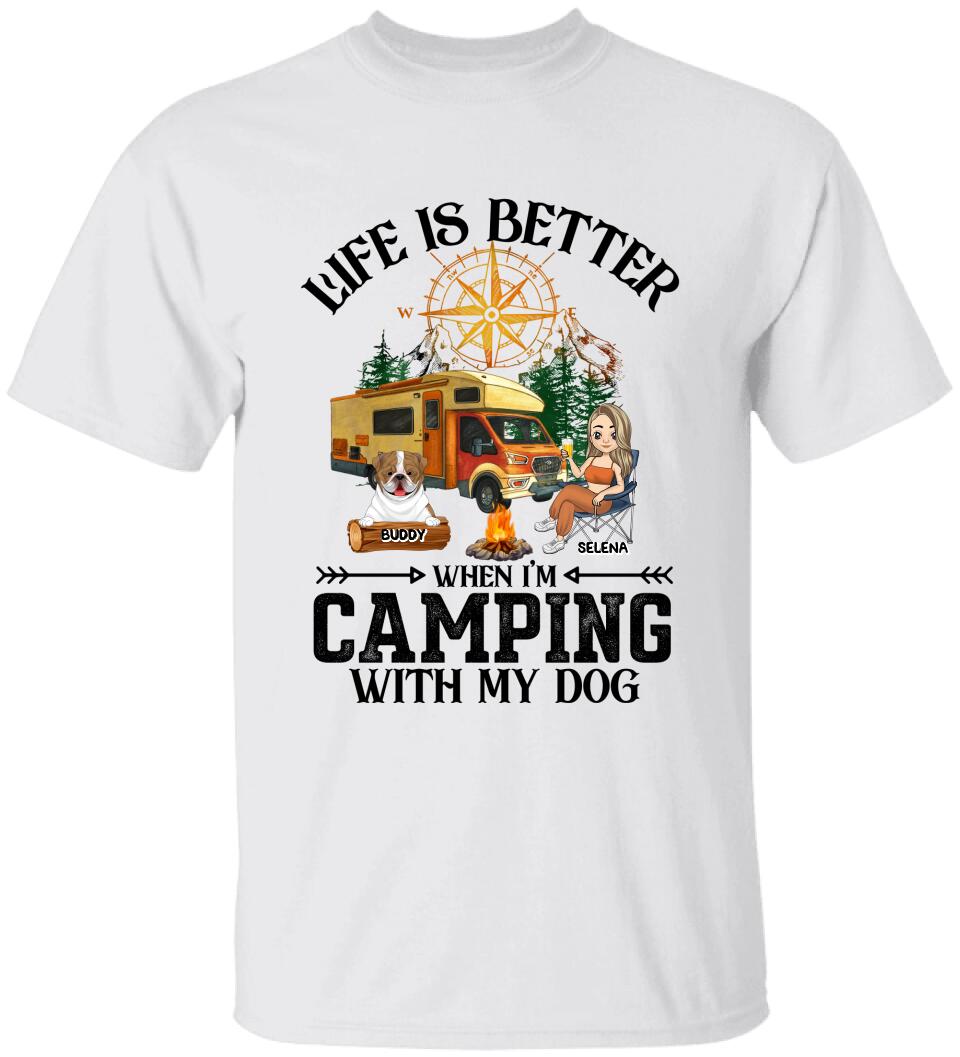 Life Is Better In The Camping With A Dog - Personalized T-shirt