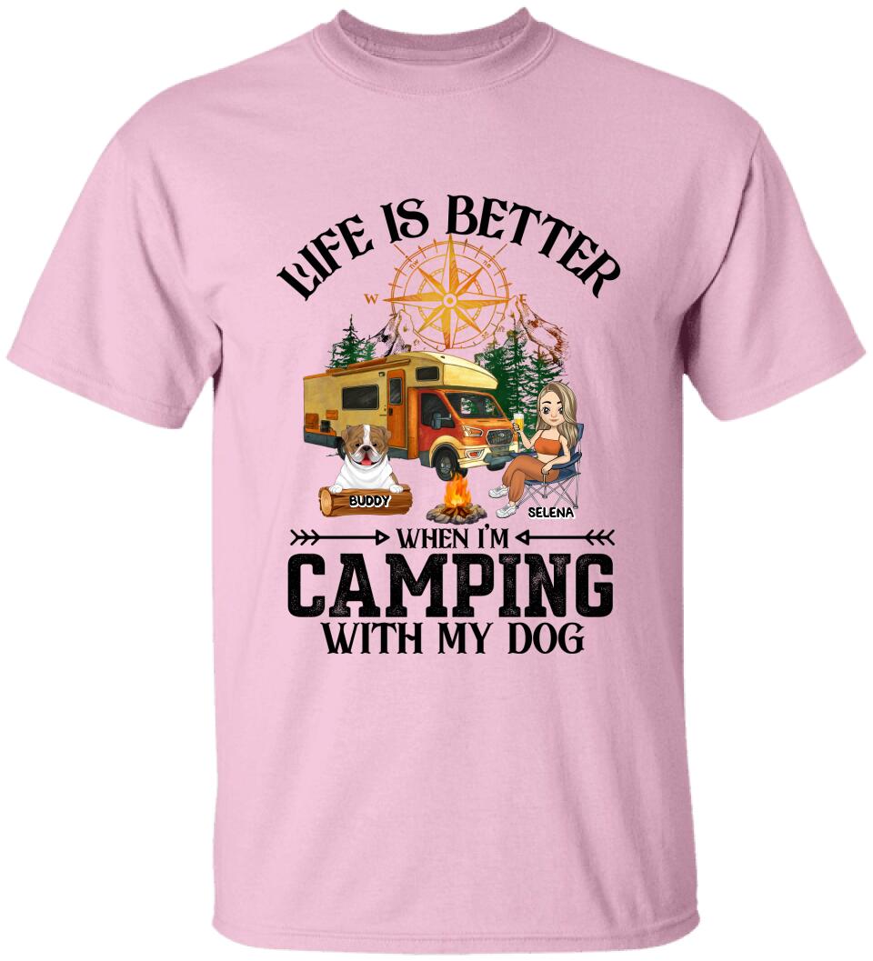 Life Is Better In The Camping With A Dog - Personalized T-shirt