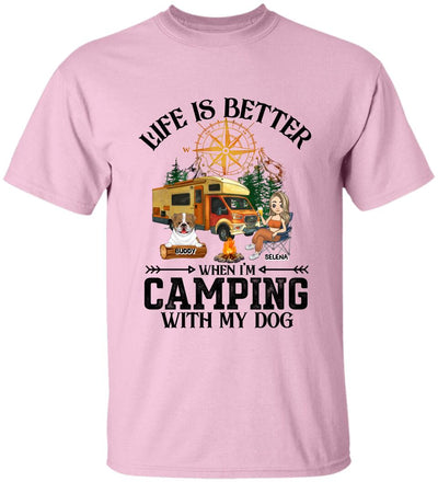 Life Is Better In The Camping With A Dog - Personalized T-shirt