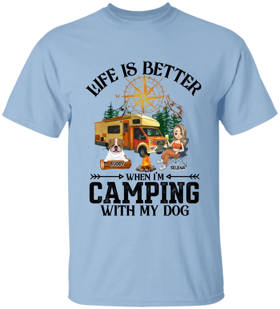 Life Is Better In The Camping With A Dog - Personalized T-shirt