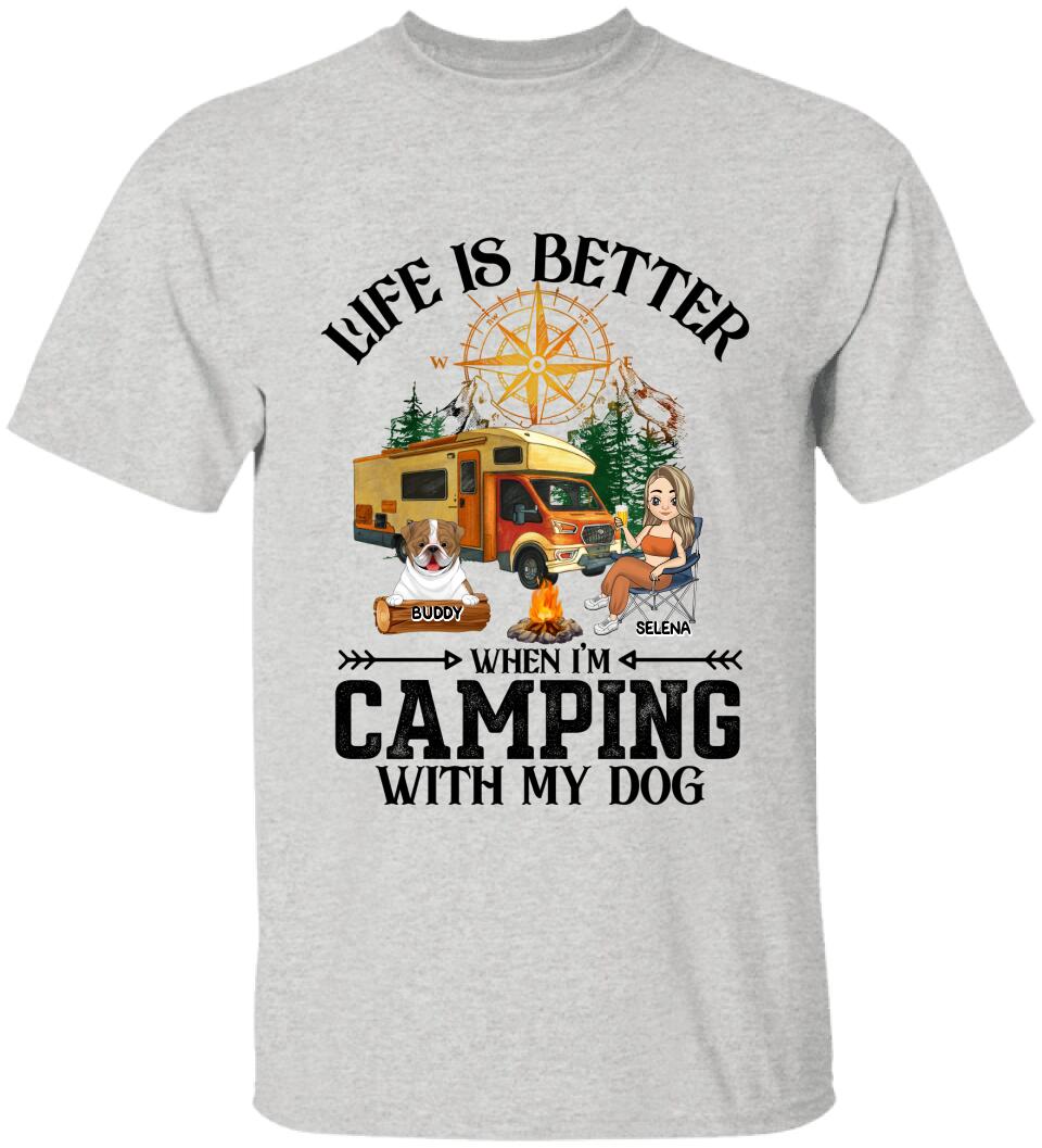 Life Is Better In The Camping With A Dog - Personalized T-shirt