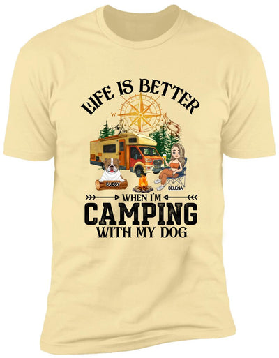 Life Is Better In The Camping With A Dog - Personalized T-shirt