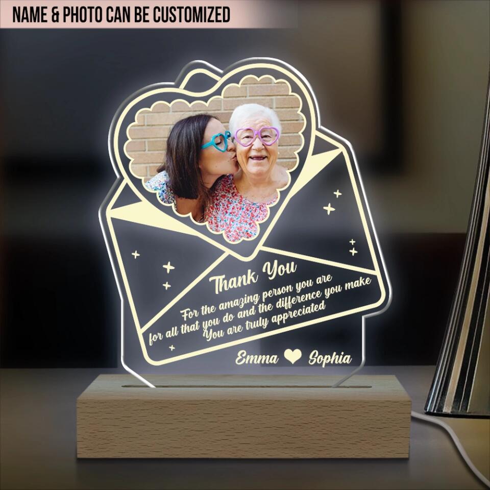Thank You For The Amazing Person You Are - Personalized Acrylic Lamp, Gift For Mother's Day