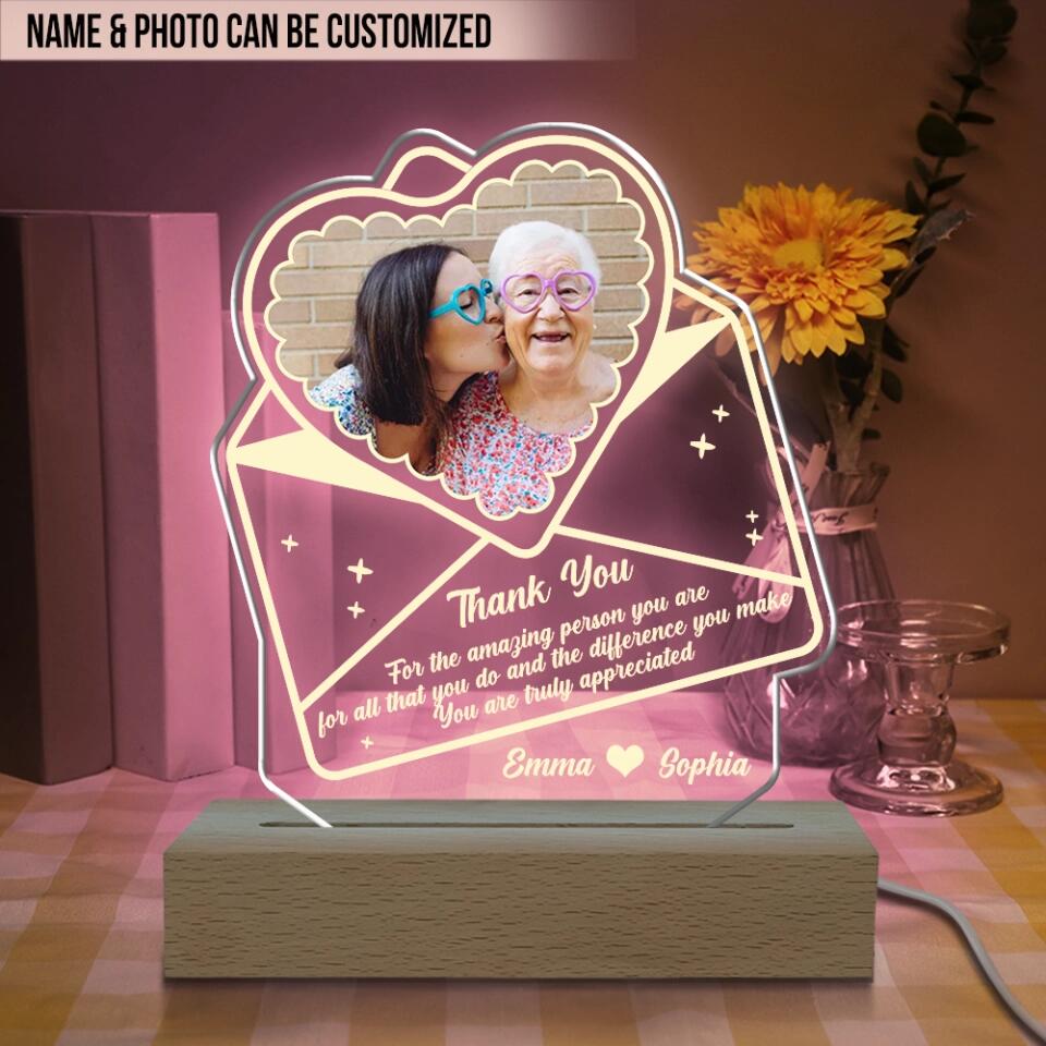Thank You For The Amazing Person You Are - Personalized Acrylic Lamp, Gift For Mother's Day