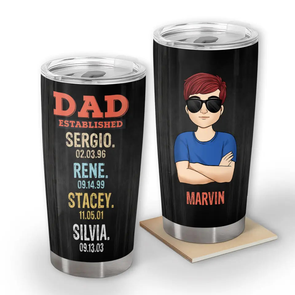 Dad Established - Personalized Tumbler, Gift For Father's Day