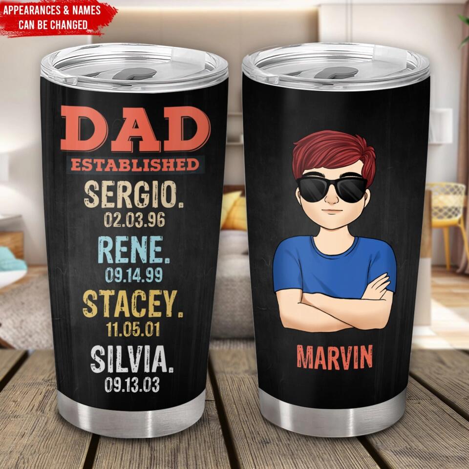 Dad Established - Personalized Tumbler, Gift For Father's Day