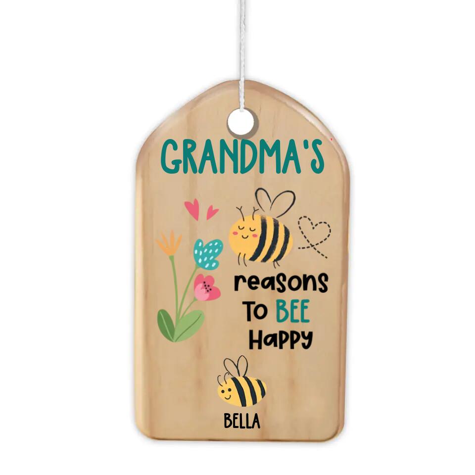 Grandma's Reasons To Bee Happy - Personalized Wind Chimes, Gift For Mother's Day