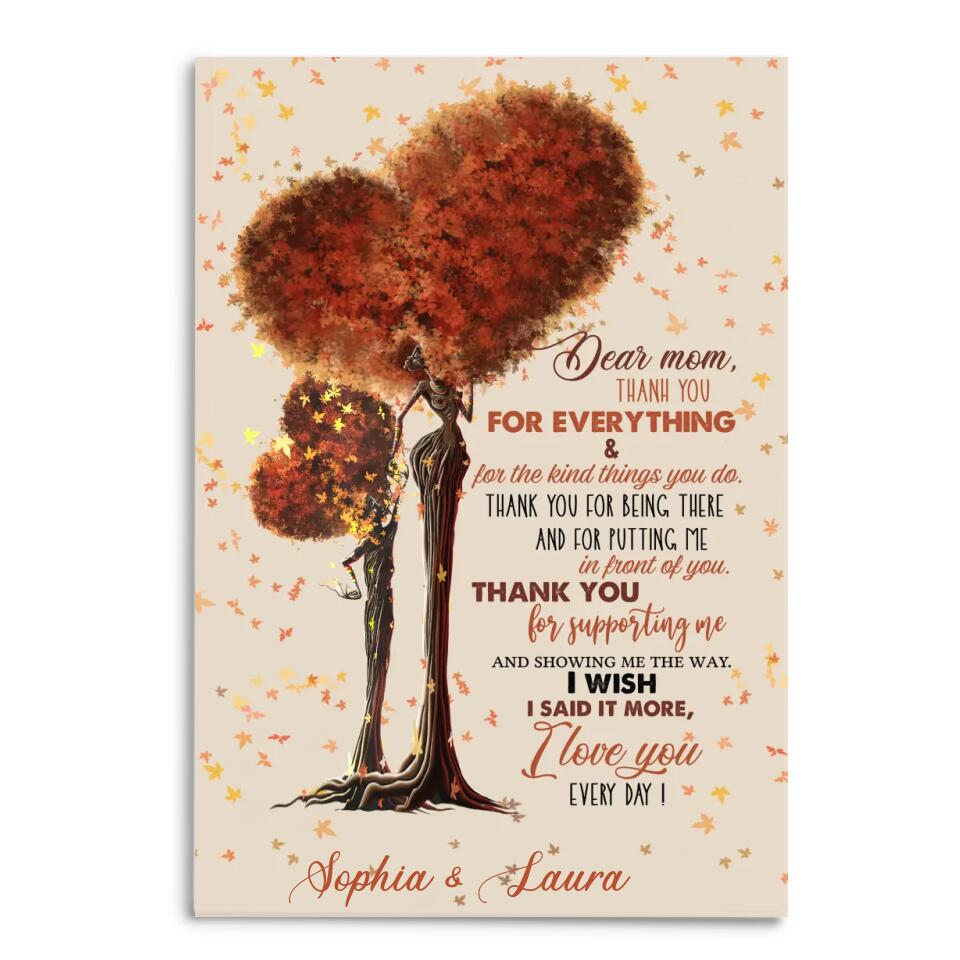 Dear Mom Thank You For Everything & For The Kind Things You Do - Personalized Canvas, Gift For Mother's Day