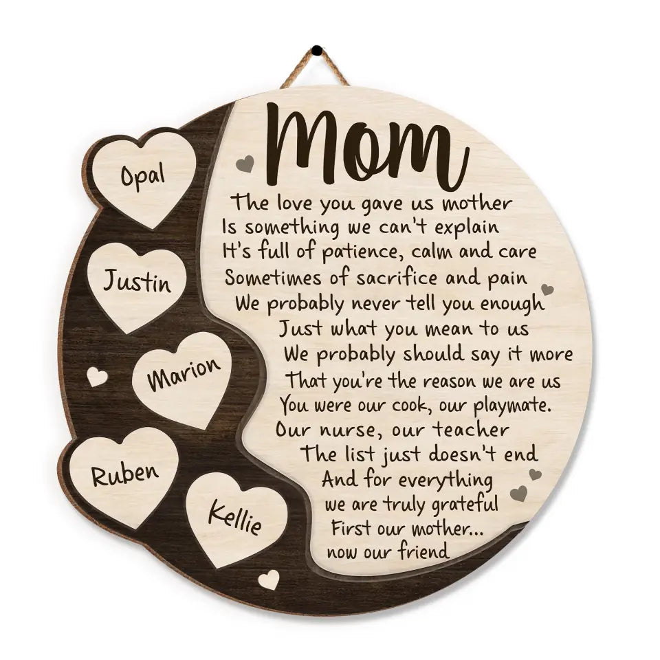 For Our Mother - Personalized Wood Sign, Birthday, Mothers Day Gift