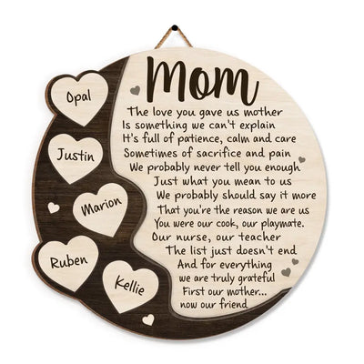 For Our Mother - Personalized Wood Sign, Birthday, Mothers Day Gift