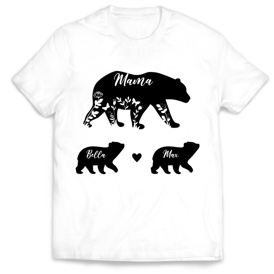 Mama Bear And Kids Bear - Personalized T-Shirt, Mother's Day Gift