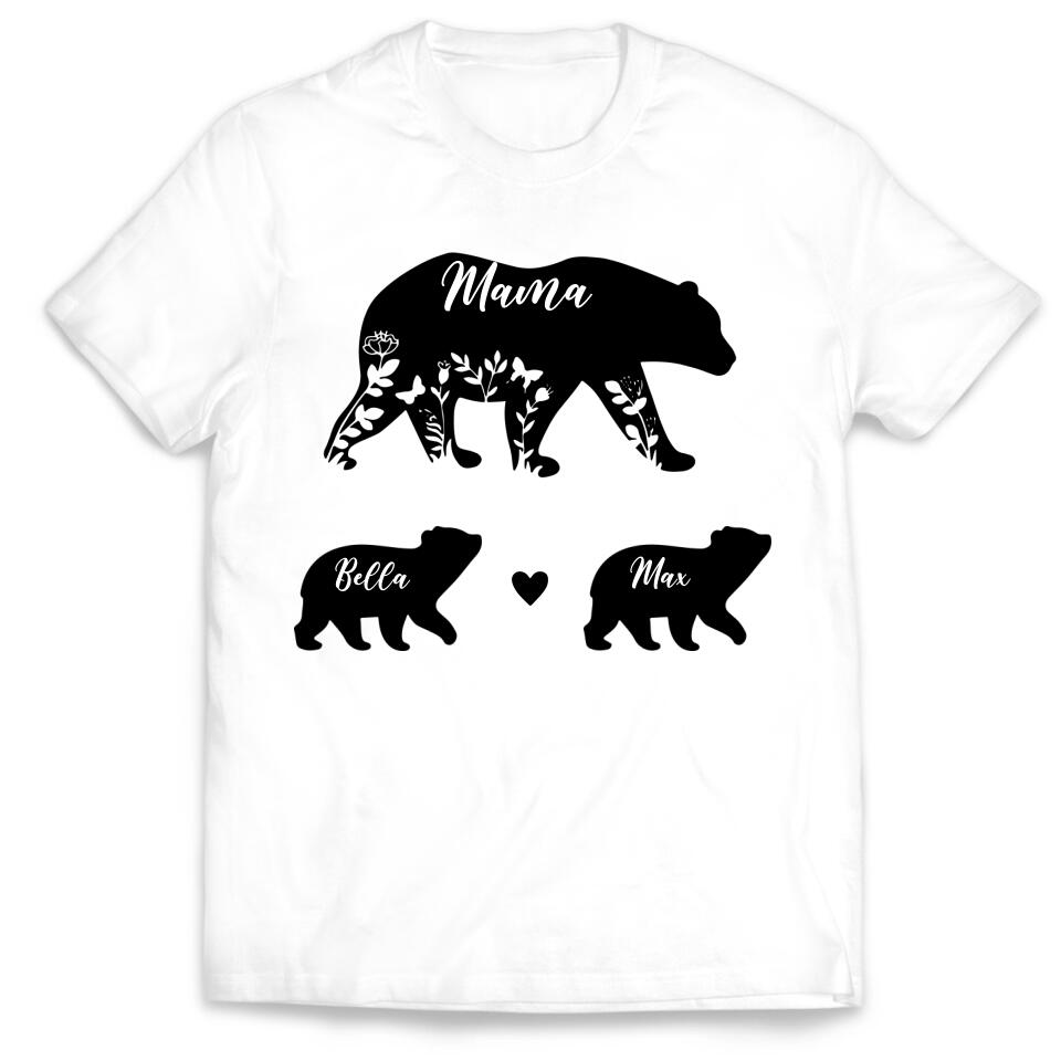 Mama Bear And Kids Bear - Personalized T-Shirt, Mother's Day Gift