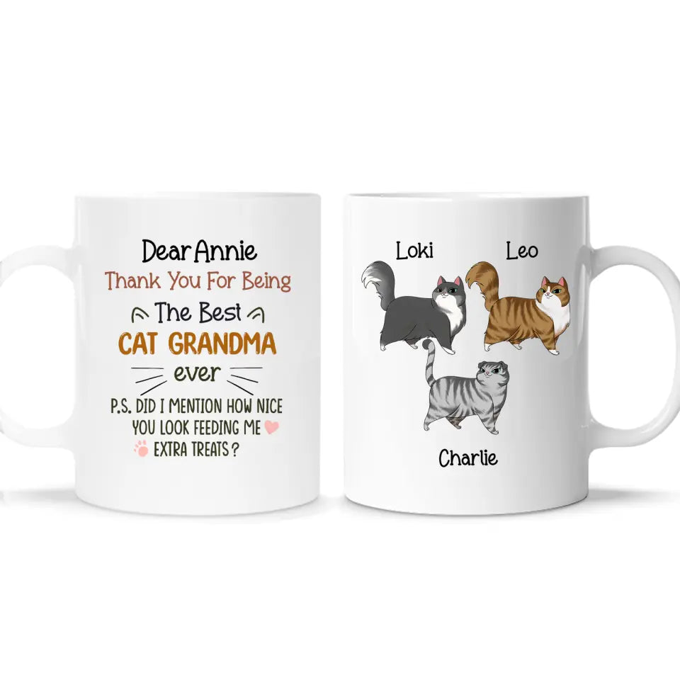 Thank You For Being The Best Cat Grandma Ever - Personalized Mug, Gift For Cat Lover