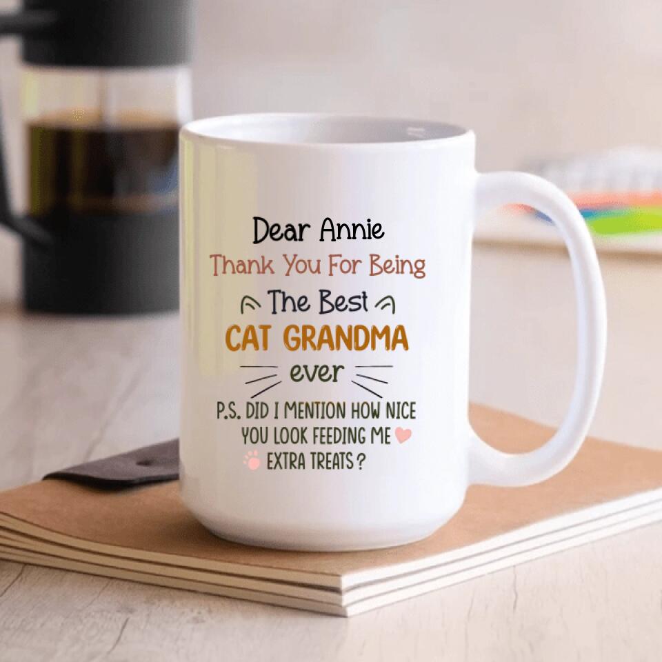Thank You For Being The Best Cat Grandma Ever - Personalized Mug, Gift For Cat Lover