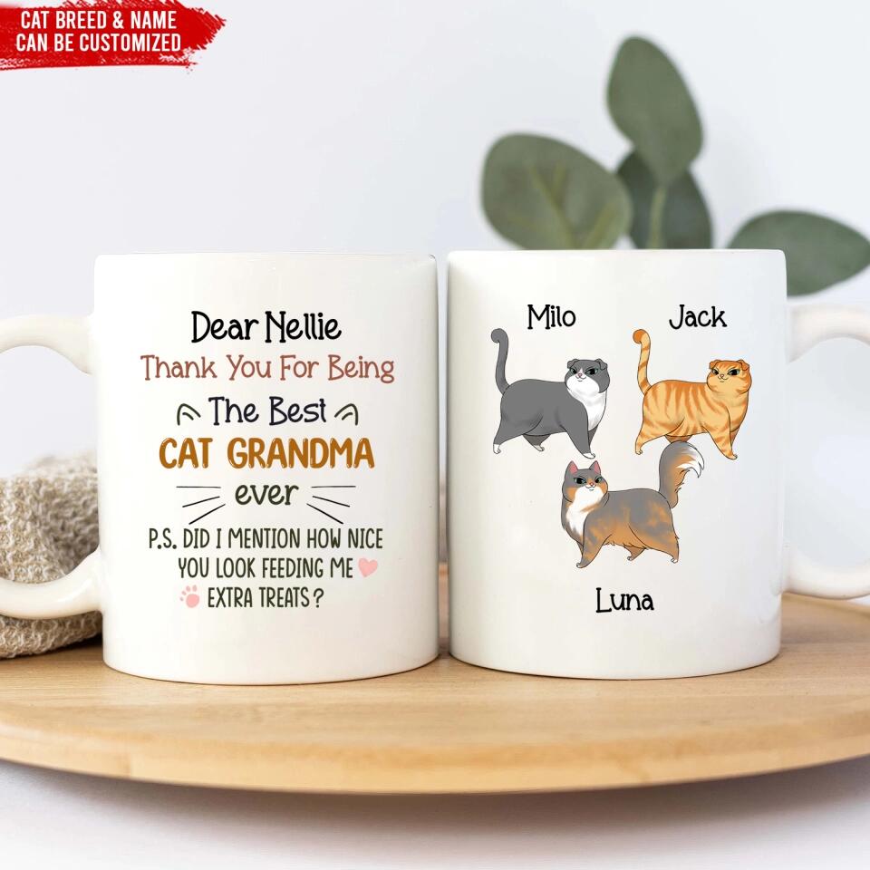 Thank You For Being The Best Cat Grandma Ever - Personalized Mug, Gift For Cat Lover