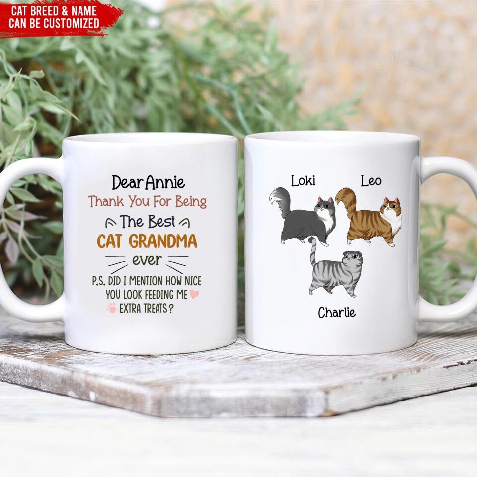 Thank You For Being The Best Cat Grandma Ever - Personalized Mug, Gift For Cat Lover