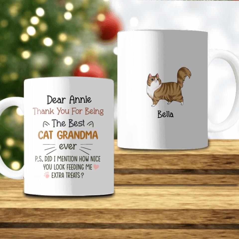 Thank You For Being The Best Cat Grandma Ever - Personalized Mug, Gift For Cat Lover