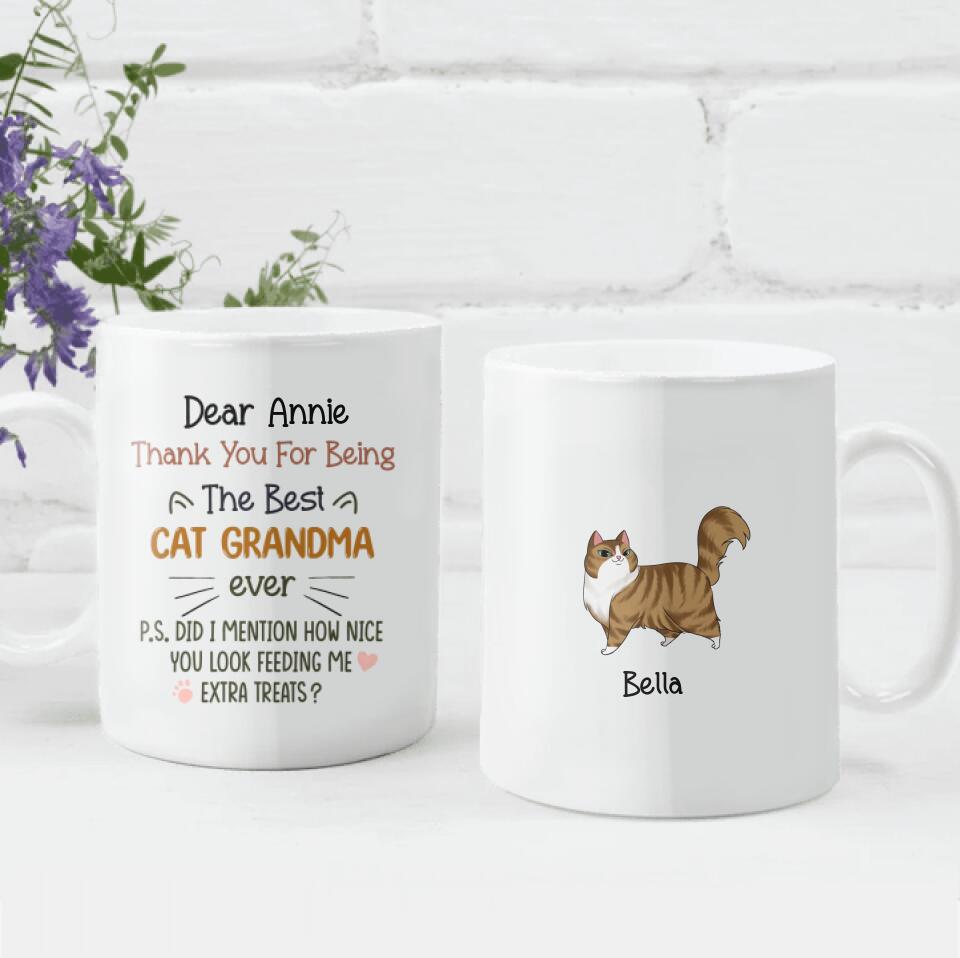Thank You For Being The Best Cat Grandma Ever - Personalized Mug, Gift For Cat Lover