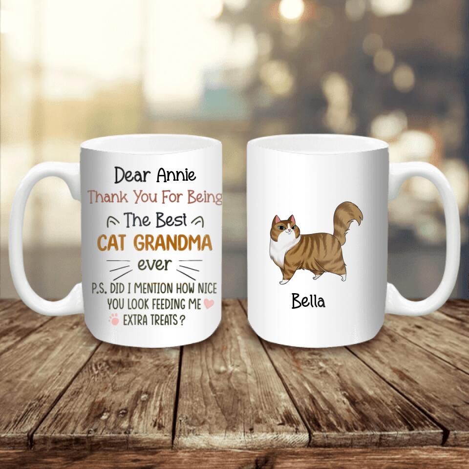 Thank You For Being The Best Cat Grandma Ever - Personalized Mug, Gift For Cat Lover