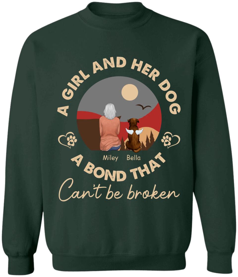 A Girl And Her Dog, A Bond That Can't Be Broken - Personalized T-Shirt