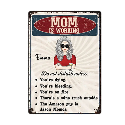Mom Is Working - Personalized Moms Office Sign - Office Decor - Working From Home Sign - Do Not Disturb Sign