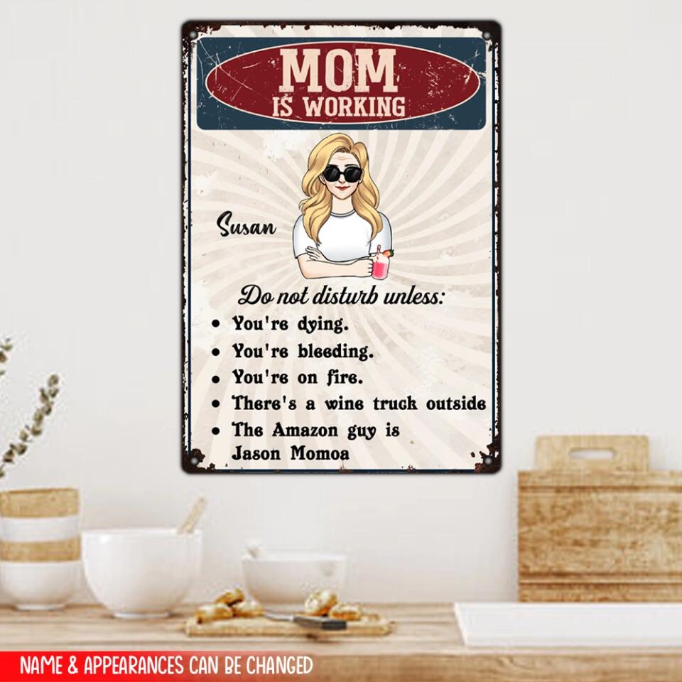 Mom Is Working - Personalized Moms Office Sign - Office Decor - Working From Home Sign - Do Not Disturb Sign