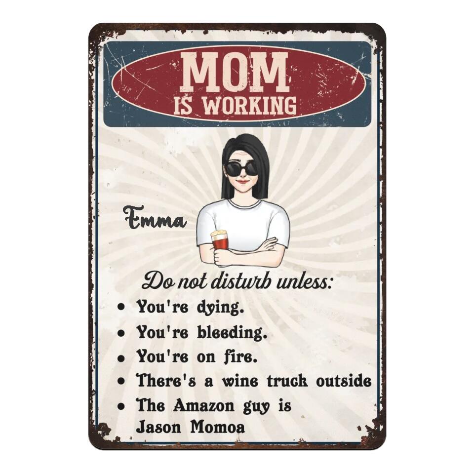 Mom Is Working - Personalized Moms Office Sign - Office Decor - Working From Home Sign - Do Not Disturb Sign