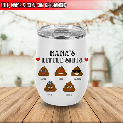 Mom's Little Shit - Personalized Wine Tumbler, Gift For Mom, Grandma