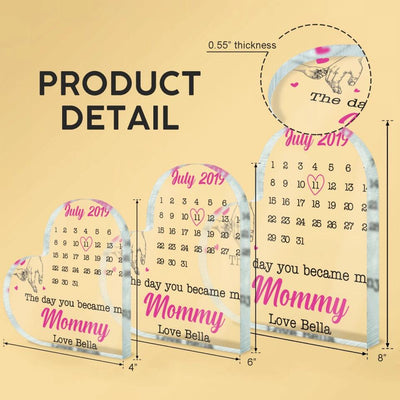 The Day You Became My Mommy Date Heart - Personalized Acrylic Plaque, Gift For Mother's Day