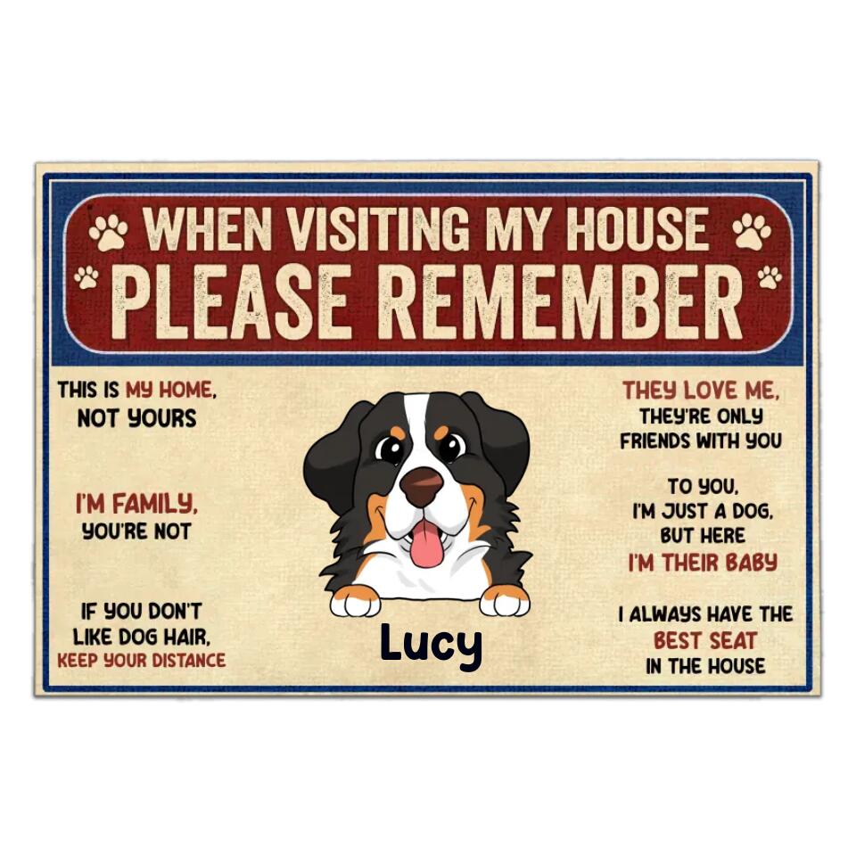 Remember These Rules When Visiting Our House - Personalized Doormat, Gift For Dog Lover