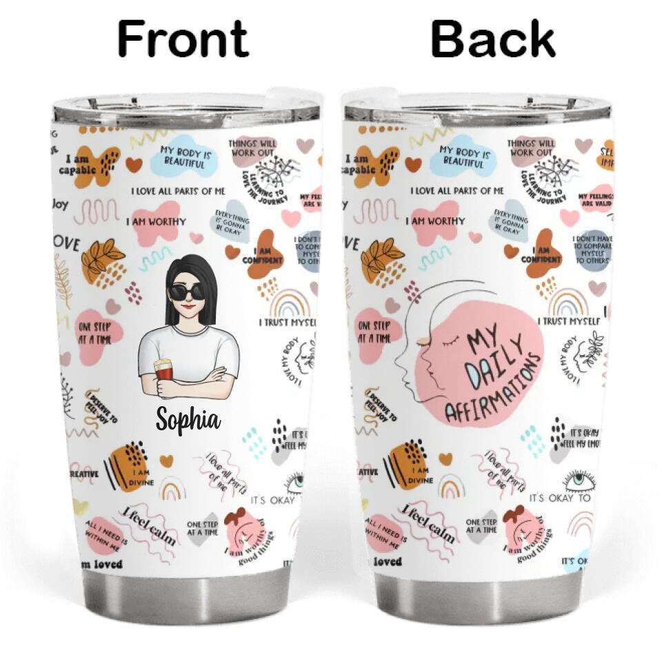 Mom Daily Affirmation - Personalized Mom Affirmations Tumbler - Funny Mom Gifts For Mother's Day