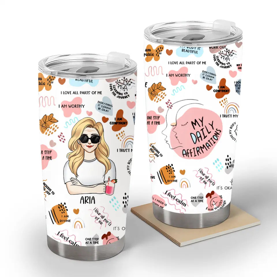 Mom Daily Affirmation - Personalized Mom Affirmations Tumbler - Funny Mom Gifts For Mother's Day