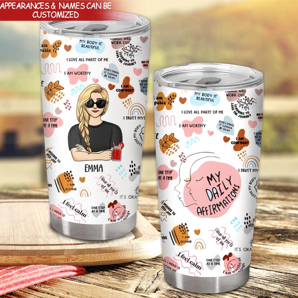 Mom Daily Affirmation - Personalized Mom Affirmations Tumbler - Funny Mom Gifts For Mother's Day