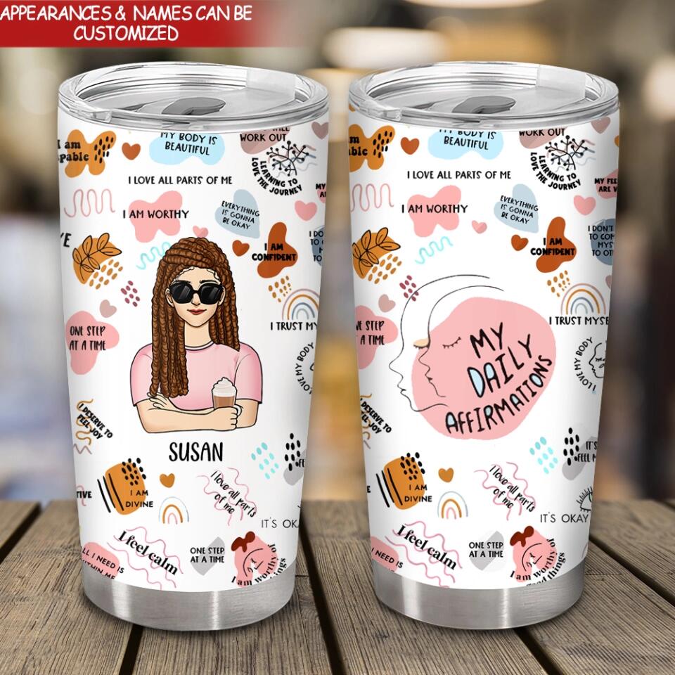 Mom Daily Affirmation - Personalized Mom Affirmations Tumbler - Funny Mom Gifts For Mother's Day