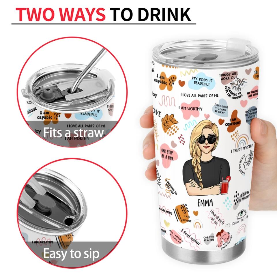 Mom Daily Affirmation - Personalized Mom Affirmations Tumbler - Funny Mom Gifts For Mother's Day