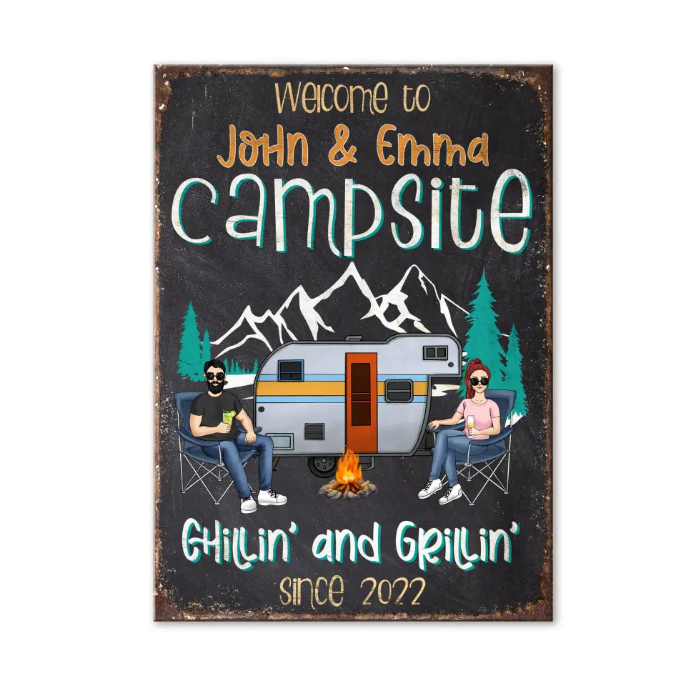 Welcome to My Campsite Chillin’ and Grillin’ - Personalized Metal  Sign, Gift For Camping Lover