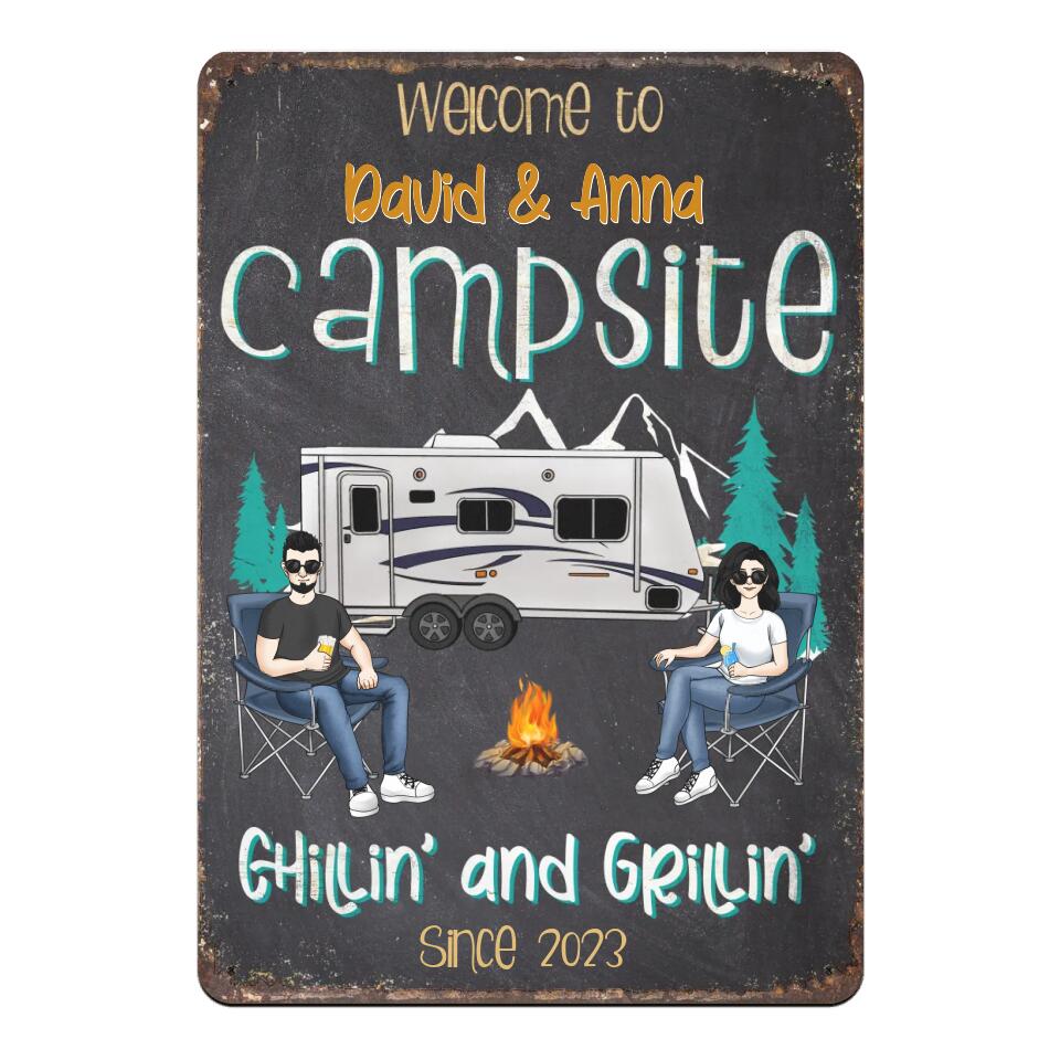 Welcome to My Campsite Chillin’ and Grillin’ - Personalized Metal  Sign, Gift For Camping Lover