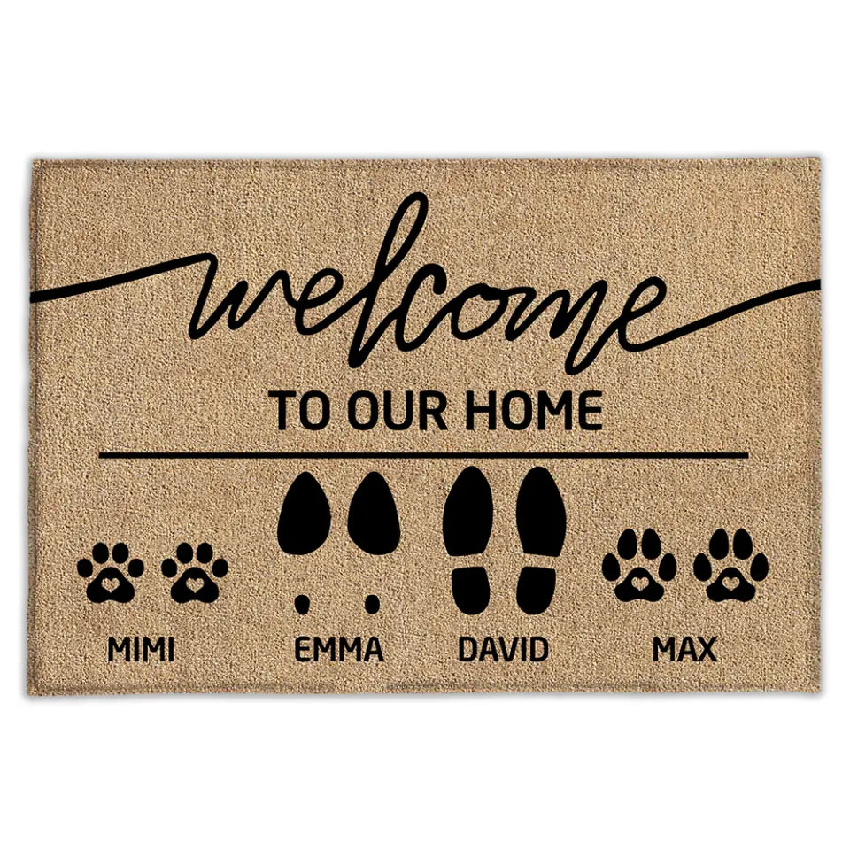 Custom Family &amp; Pet Name Welcome - Personalized Doormat
