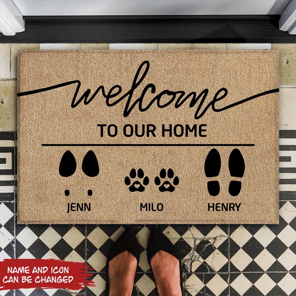 Custom Family & Pet Name Welcome - Personalized Doormat