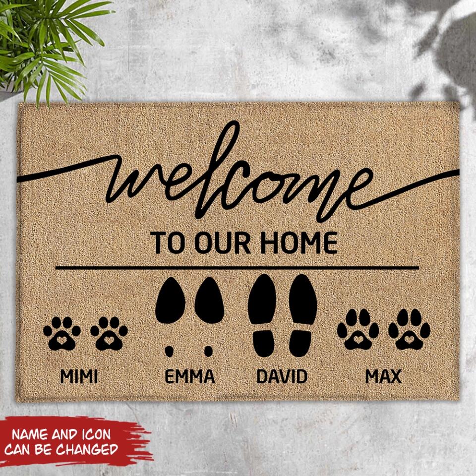 Custom Family & Pet Name Welcome - Personalized Doormat