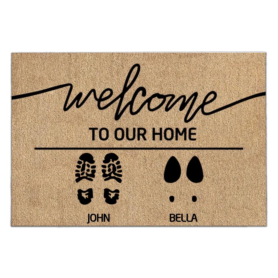 Custom Family & Pet Name Welcome - Personalized Doormat