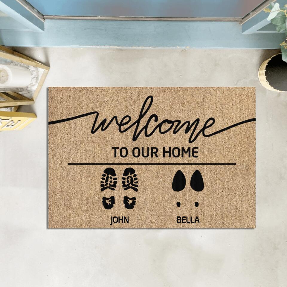 Custom Family & Pet Name Welcome - Personalized Doormat