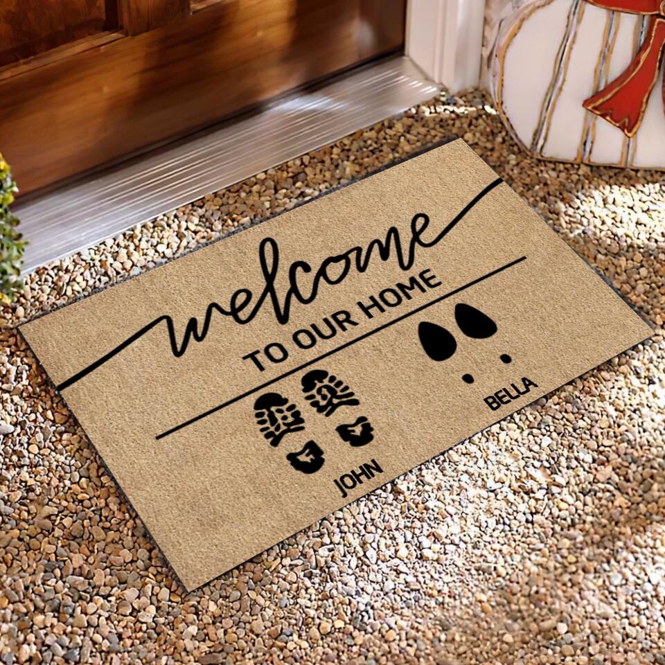 Custom Family & Pet Name Welcome - Personalized Doormat
