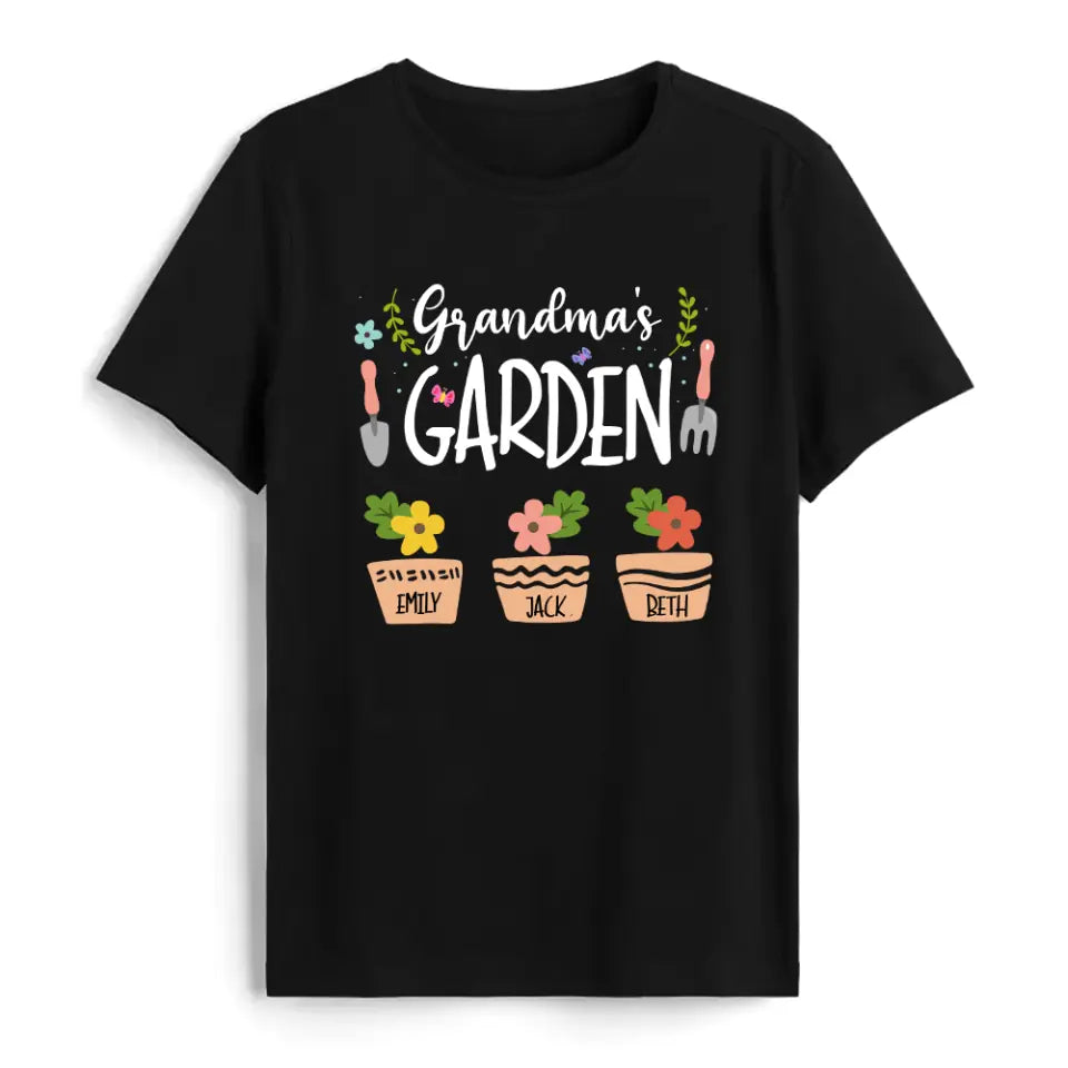 Grandma&#39;s Garden - Personalized Grandma Shirt - Gift For Grandma Nana Shirt - Grandma Tee With Grandkids Names