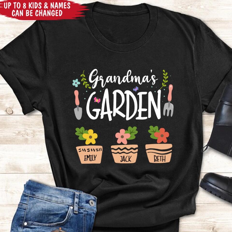 Grandma's Garden - Personalized Grandma Shirt - Gift For Grandma Nana Shirt - Grandma Tee With Grandkids Names