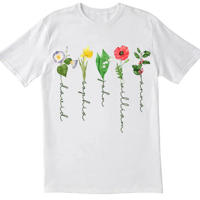 Custom Birth Month Birth Flower - Personalized T-Shirt
