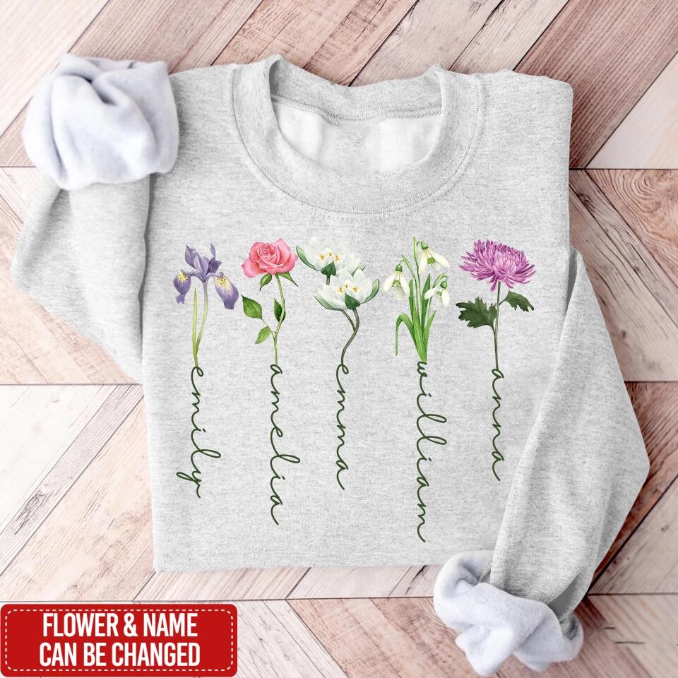 Custom Birth Month Birth Flower - Personalized T-Shirt