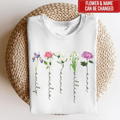 Custom Birth Month Birth Flower - Personalized T-Shirt