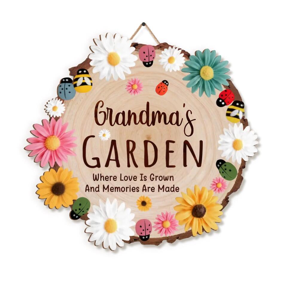 Grandma's Garden Where Love Is Grown And Memories Are Made - Personalized Grandma 1 Layer Sign - Grandma Gift - Mother's Day Sign