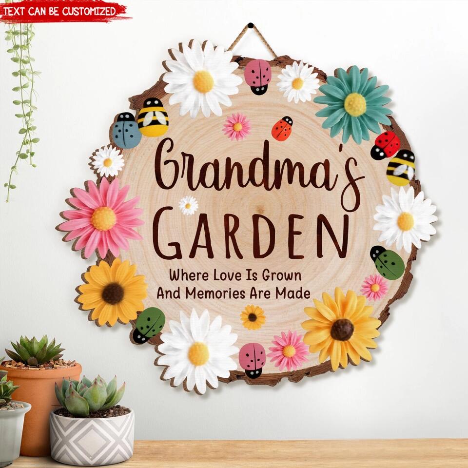 Grandma's Garden Where Love Is Grown And Memories Are Made - Personalized Grandma 1 Layer Sign - Grandma Gift - Mother's Day Sign